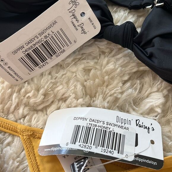 Nwt Dippin’ Daisy’s Black Zen Top and Honey Yellow Bikini Set - Picture 3 of 3